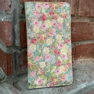 Blue and pink granny floral wallet